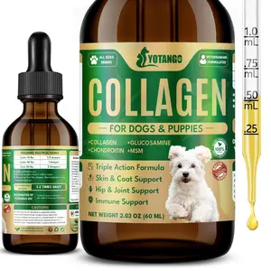 Liquid Collagen for Dogs, Natural Dog Collagen for Skin & Coat Support, Immune Support, Joint & Mobility Care with MSM, Middle-Aged and Older Dogs (Bacon Flavor - 60ml)