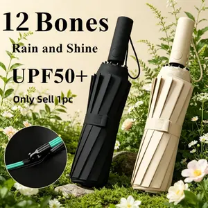 12 Bones 60 Ribs Fully Automatic Umbrella, Rain and Sun Protection, UV Resistant Folding Umbrella, Men's and Women's Sun Umbrellas, Foldable Umbrella, 1pc