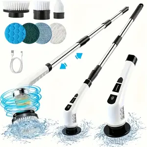 7-In-1 Electric Rotating Cleaner with Multiple Brush Heads, 2000mah Battery, Adjustable Handle, Ideal for Tile, Bathtub, Sink, Wall Cleaning, Powerful Rechargeable Scrubber