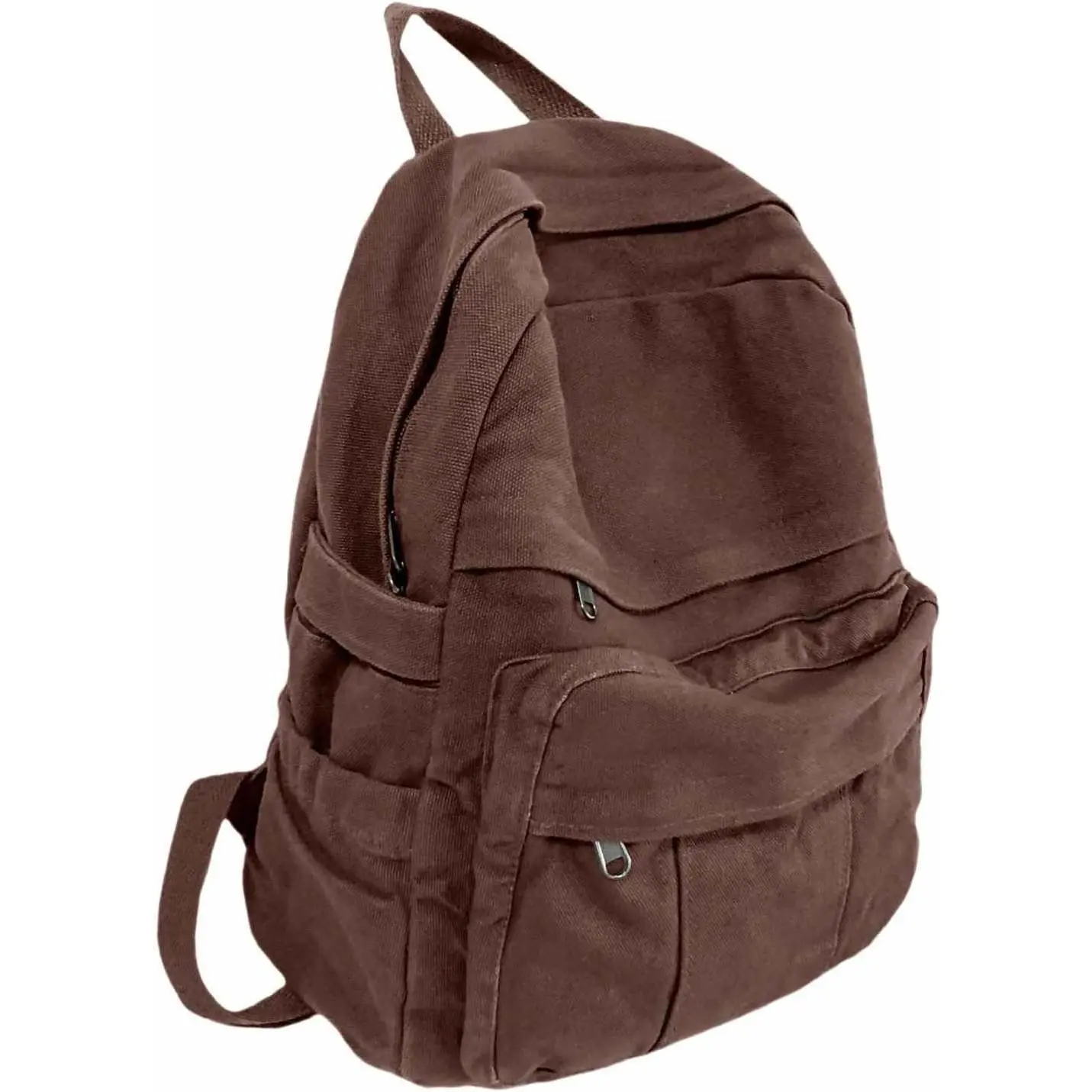 Coffee Brown Canvas Backpack for Women & Men Retro Aesthetic Rucksack Basic Backpack for High School/College Students Travel Laptop BagGift.