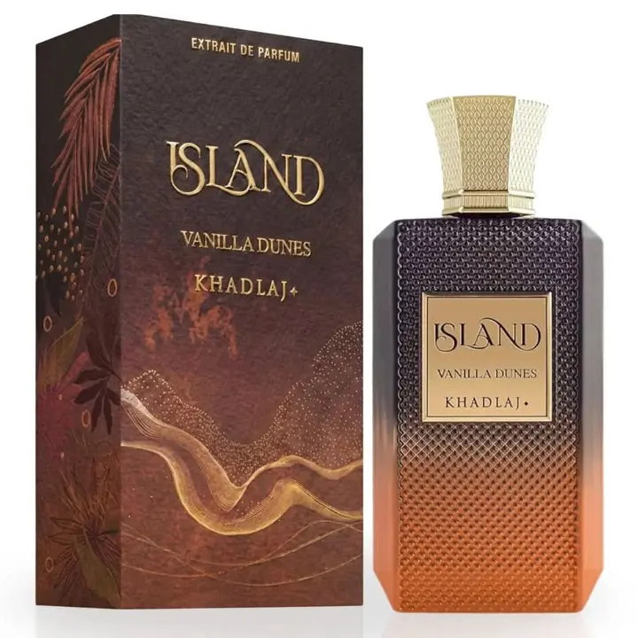 KHADLAJ Island Vanilla Dunes Extrait de Parfum - Aromatic Chic Gourmand Unisex Floral-Woody EDP Sprays with Amber Musk, Cardamom, 3.4fl.oz/100ml Single Item