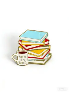 Enamel Brooch Pin Coffee & Reading Theme Design, Lapel Badge Jewelry Gift, Decorative Ornament Clothing Accessory, School Backpack Accessories