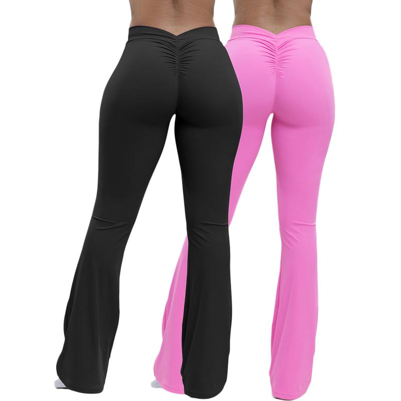 High Waist Yoga Pants for Women Bootcut Tummy Control Stretchy Ruched Flare Leggings Butt Lift Squat Proof Casual Workout Athletic Wear Running Outfits
