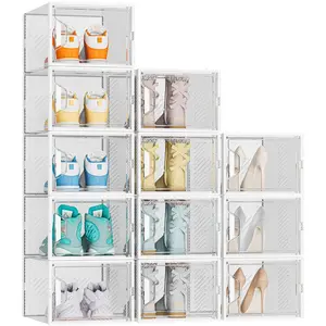 Shoe Organizer, 12 Pack Shoe Shoe Organizer for Closet, Shoe Boxes Clear Stackable Shoe Boxes for Size 13