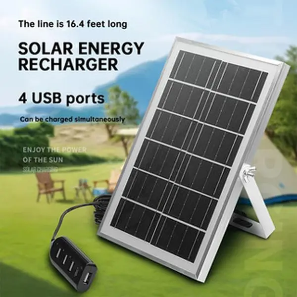 USB Portable Solar Charger Multi Port Simultaneous Charging Multi Purpose Outdoor Solar Panel Phone Charger For Camping Hiking Fishing Emergency Home Use