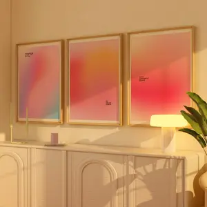 Three piece Aura Dopamine Decor Wall Art– Funky pink Poster Set for trendy Aesthetic Room Decor, Set of 3 Girly quote gallery wall Prints