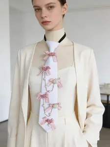 Handmade Lolita Pearl Rose Tie, Sweet Girl Butterfly Knot Decorative Tie, Jk Uniform Rose Pearl Tie Accessory, Dress Shirt Formal Wear