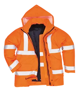 Portwest US468 Large Hi-Visibility 4-in-1 Traffic Jacket, Orange - Regular