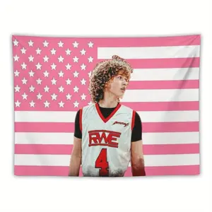 Nelson Star Neumann Tapestry Poster, Pink, Flag Background, Blanket, Polyester Peach Skin Velvet for Dormitory Room, Bedside, Living Room, Wall Cover, Party Decorations