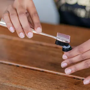 Travel Size 3-in-1 Edge Control Brush with Combs, Brush & Gel Holder - Strong Edge Haircare Gift for Girls, Heatless Cosmetic Rose Gold - Frizz
