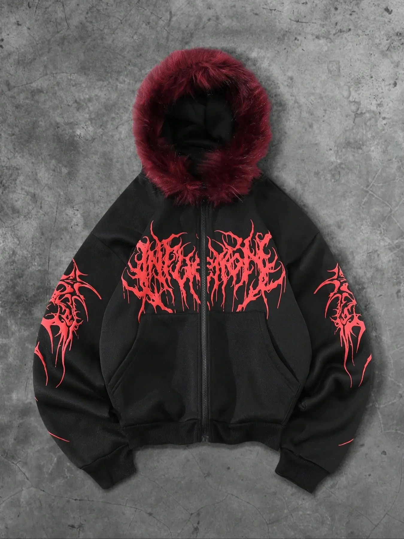 This men's streetwear-style Casual Long Sleeve Graphic printed Street Fashion Hoodie features a warm lining and a fur collar, making it perfect for fall and winter wear. Sweatshirts