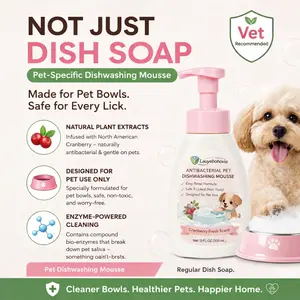 Dog Bowls & Cat Bowls Cleaner, Pet Toy Cleaner Mousse, Natural Formula with Citric Acid, Cleans Dishes, Feeders & Accessories, Leaves No Residue, Safe for Pets