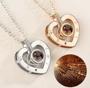 I Love You Necklace - Elegant Design with Heart Pendant and I love you Message in 100 languages