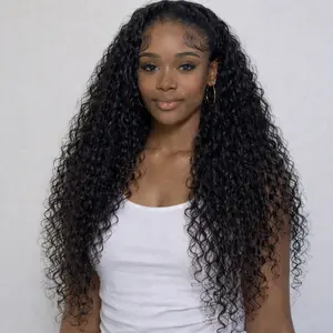 Deep Wave Half Wig 3 In 1 Wear and Go Wig Drawstring Seamless Flip Over Curly Wave Half Wigs Beginner Friendly Wigs for Women Daily Use protective hairstyle