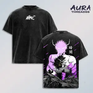 Yami Sukehiro - Black Clover Anime Double Printed Vintage Washed Unisex Oversize Anime Manga Washed Heavyweight Cotton T-shirt, gifts For Anime Fan, Anime Lover