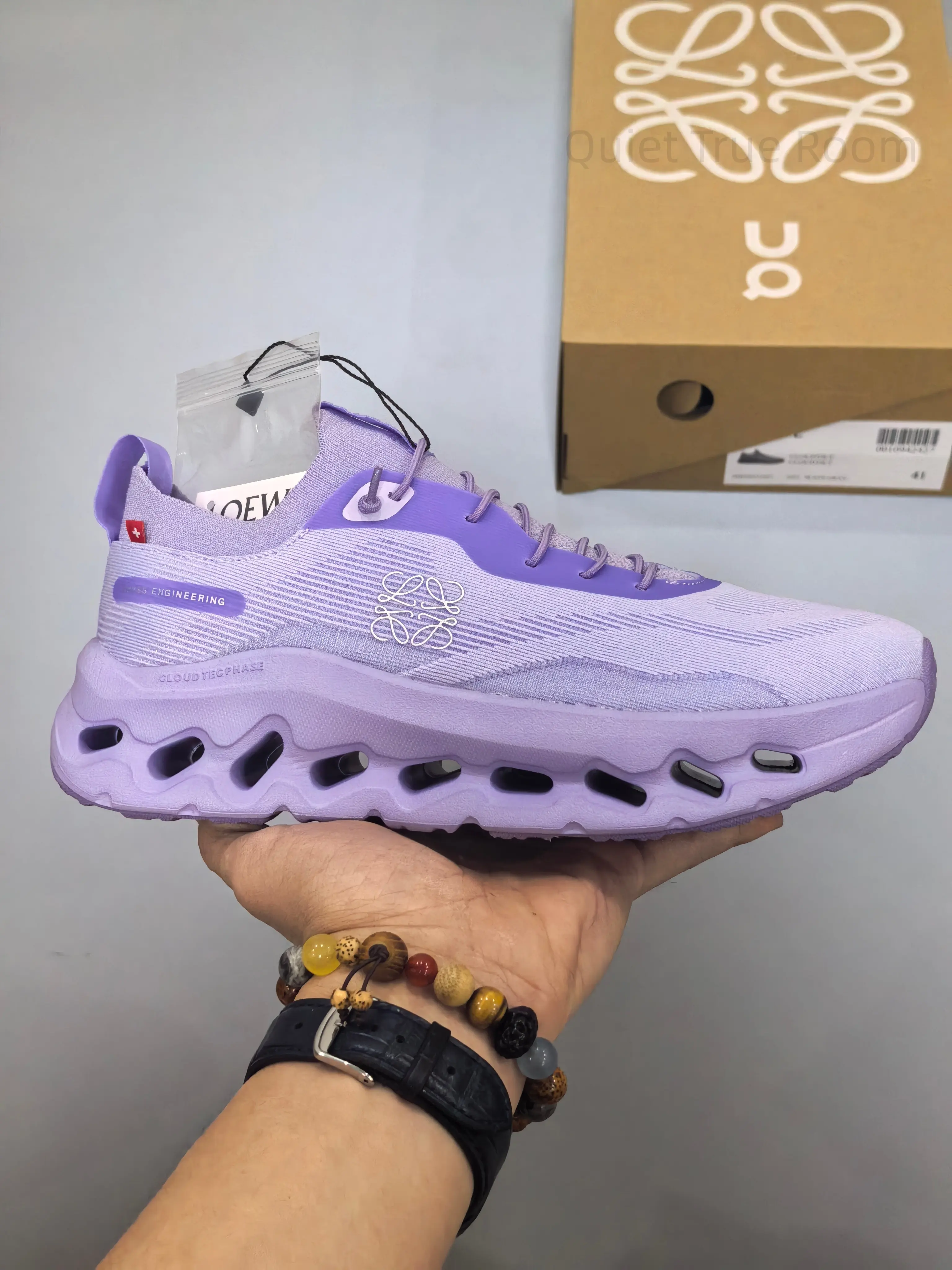 Gradient Lavender Mesh Lightweight Workout Sneakers Full Hollow Shock Absorbing Sole All Match Ladies Marathon Training Sports Shoes