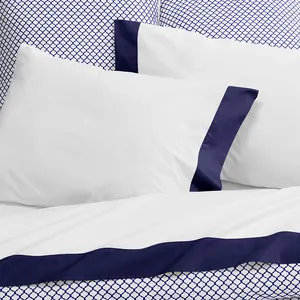 Navy Blue Border Flat Sheet
