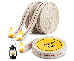 Lamp Wick Lantern Wick - Lantern Wicks 3 Rolls 1/2 Inch Flat Cotton Wicks with Genuine Red Stitch Replacement Oil Wick for Paraffin Oil Kerosene