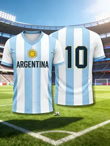 Argentine 10th Century Classic Shirt | Blue and White Stripes Reissue Version - Essential for Fans' Support, Argentine 10th Century Commemorative Shirt Lightweight Sport Jersey Soccer Jerseys