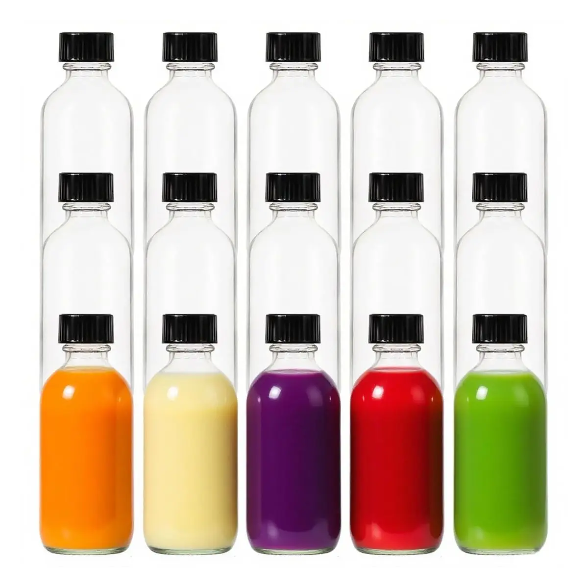 15 Pack 2oz Glass Boston Round Bottles – Leak-Proof Mini Bottles with Lids, Labels & Funnels