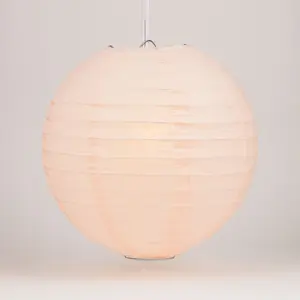 5-Pack 24 Inch Rose Quartz Pink Parallel Ribbing Round Paper Lantern