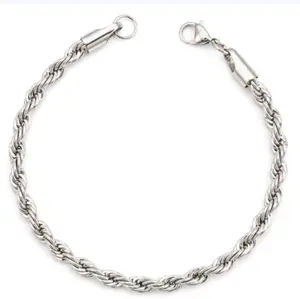 Silver Rope Design Bracelet with Secure Clasp for Everyday Wear and Style Enhancement