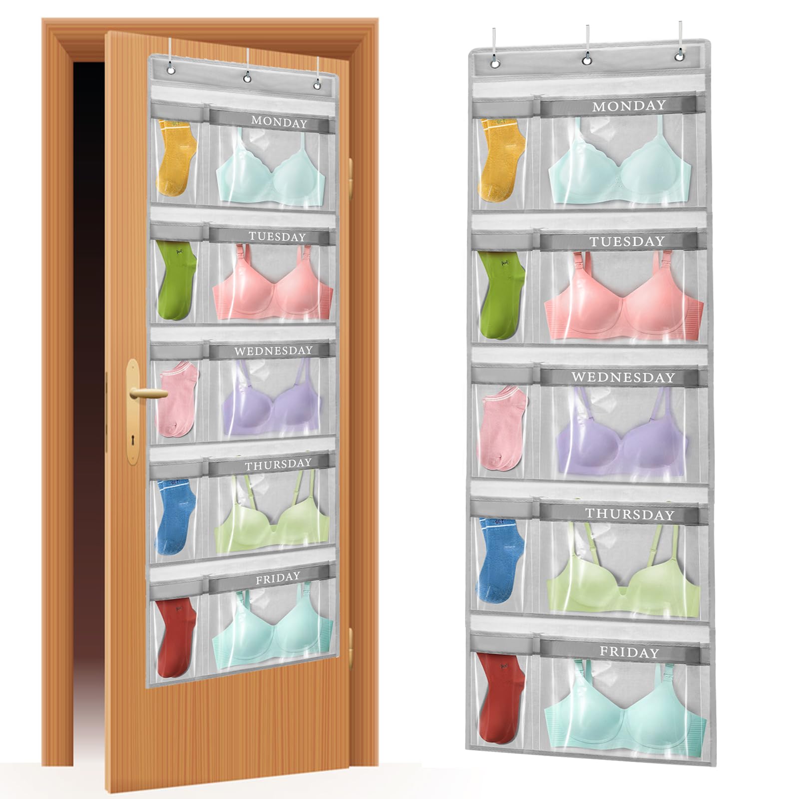 Weekly Clothes Organizer – Day of the Week Hanging Closet Storage for School Outfits, Wardrobe Organizer with Labels for Monday to Friday Weekly Clothes Organizer – Day of the Week Hanging Closet Storage for School Outfits, Wardrobe Organizer with Labels for Monday to Friday