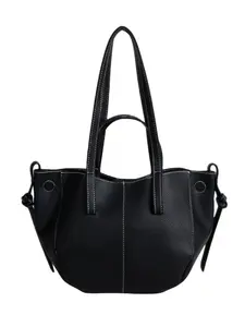 Multicolor Tote Bag, Solid Color Lychee Texture, Dual Handles, Adjustable Side Drawstring, Large Capacity, Handheld or Shoulder Carry, Daily Use