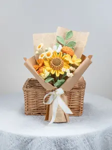 Handmade crochet Sunflower bouquet, Daisy, Lily of the valley, Artificial flower, Decorative flower, Home decor, Office decor, Birthday gift, mother's day gift