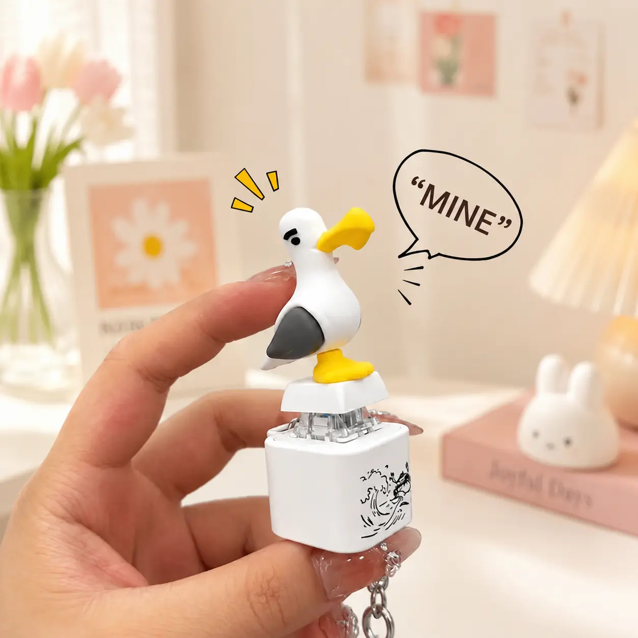 Seagull MINE! Button Keychain - Real Sound, LED Light, Funny Interactive Gag Toy Gift for Friends & Family summerwins