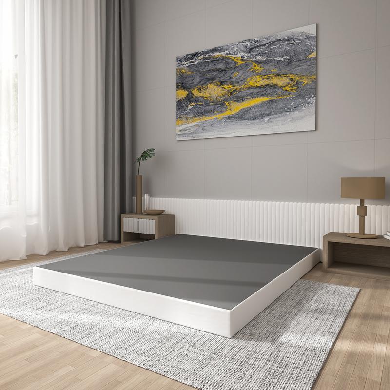 Edenza-Box Spring King, 5  Inchs High Metal Twin Full Queen King Size Box Spring Only, Heavy Duty Mattress Foundation with Fabric Cover, Easy Assembly, Quiet Noise Free, Non Slip, Black Heavy Duty Queen Size Bedroom Furniture Modern Bedframes