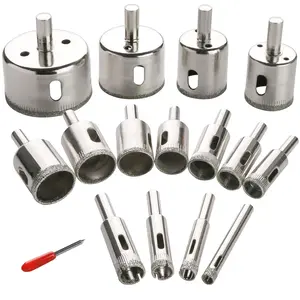 15 count  Hole  Kit, Glass Drill Bits for Drilling Holes in Glass, Bottles, Marble, Granite Stone, Tile  0.24 Inch - 2 Inch(6mm - 50mm