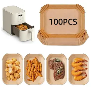 100 Disposable Air Fryer Liners, Parchment Paper Baking Mats, Oven Safe Kitchen Utensils, Non-Stick Cooking Sheets, Bulk Pack