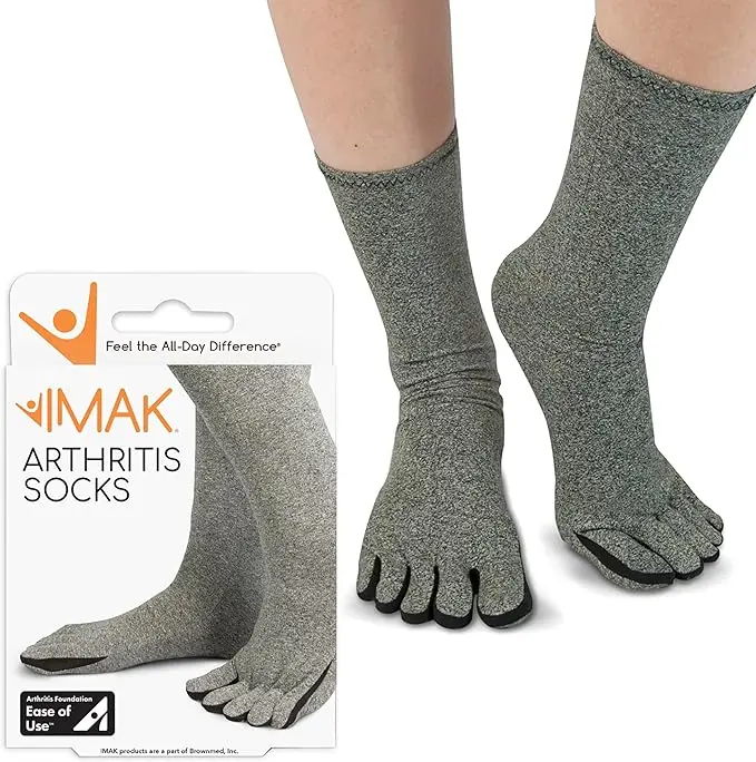 Brownmed IMAK Cotton Compression Arthritis Socks for Adults - Durable, Comfortable Design Joint Care, Daily Living Circulation Support