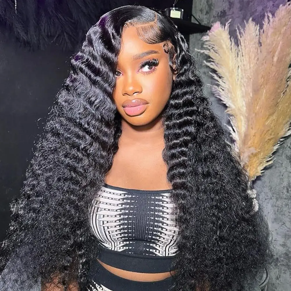 Bling Hair Deep Wave Front Wigs 13x4 13x6 Transparent Lace Frontal Human Hair Wig Brazilian Curly Wave Human Hair Wig For Women summerwins