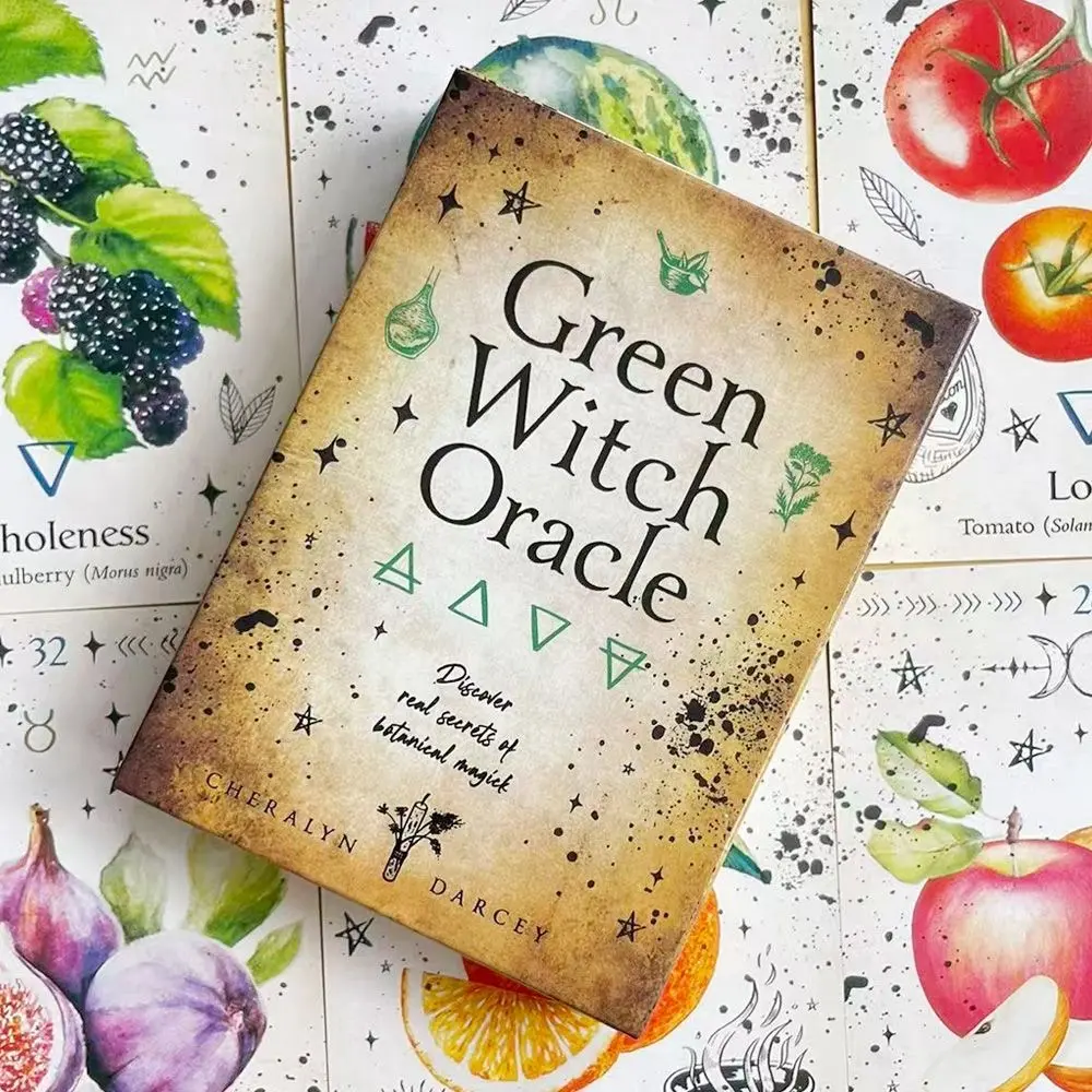 Green Witch Oracle Cards by Cheralyn Darcey, 44 Botanical Magick Oracle Deck  for Witchcraft Divination, Spiritual Herb Garden Plant Tarot Cards Gift for Beginners & Professional Readers
