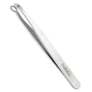 THRAU Nose Hair Trimmer for Men & Women, Stainless Steel Facial Hair Remover for Ear, Eyebrow and Beard, Round tip Trimming Tweezers, Body Grooming Kit