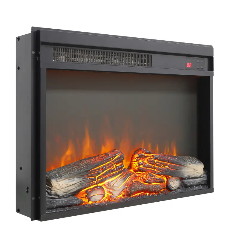 23 in Electric Fireplace Insert for TV Stand, Ultra-Thin Sheet Metal & Tempered Glass Heater with Log Set, Realistic LED Flame, Remote Control with Timer, Overheating Protection, 23.90 X 4.90 X 17.40 Inches, 5000 Btu's Per Hour