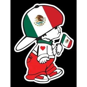 Mexican Boy Decal Car Window Vinyl Sticker Mexico flag with boy Sticker Monito Mexicano decal