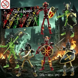 New 2pcs Medieval Knight Figurines, Skeleton Model, Jointed Action Figure, DIY 3D Printed Handmade Toy, Easter/halloween/christmas/birthday Gift Set