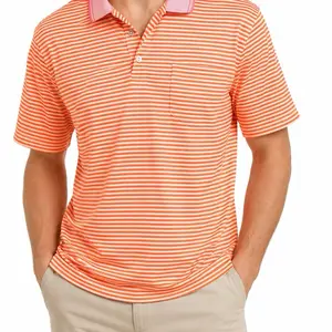 Xu Puff pinkish orange striped polo