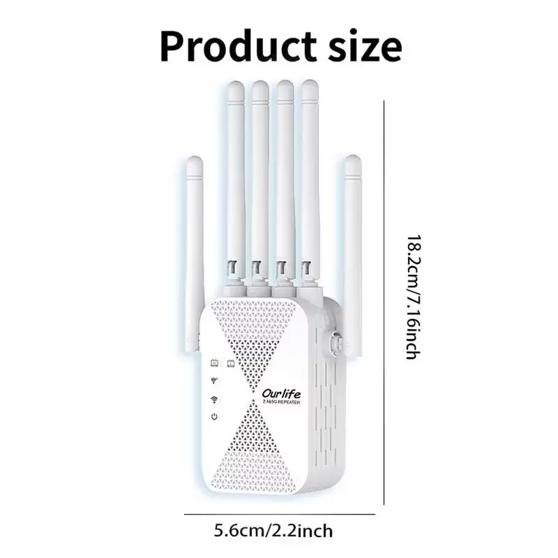 Wi-Fi 6 Signal Booster – Black Model, Equipped with 6 Antennas, Wide Coverage, Wall Penetration, Smart Router Support, Modern Wi-Fi Booster, Compact Wi-Fi Booster, Internet Accelerator for Cafés, Portable Repeater with Stable Connection