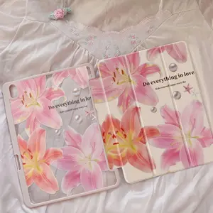 This is a 2021 iPad case with a stand, suitable for iPad 9th generation, 10.2-inch acrylic cases, Air 5 with pen slot, 12.9-inch Apple 2020 transparent cases, and drop-proof cases for iPad 11-inch (M3)/iPad 11 (A16) foldable stand iPad protective cases. s