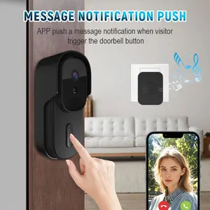 Smart Video Doorbell with PIR Motion Detection, 2-Way Talk, App Remote Monitoring, SD/Cloud Storage, 4000mAh Battery (Low Power, Long Standby), Wireless Connectivity, Wall-Mounted Design for Home Security, Doorbell for Home Security