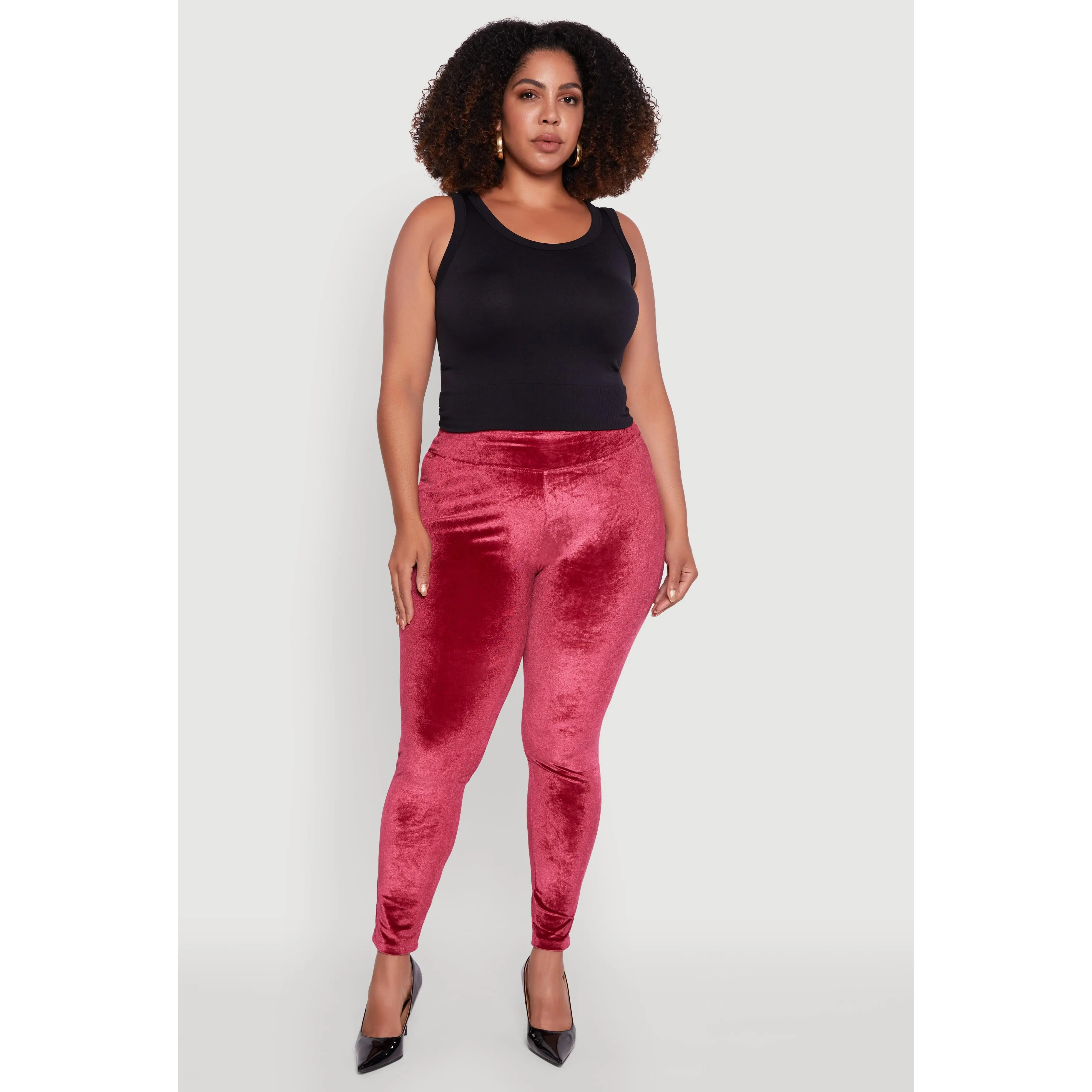 Plus Size High Waisted Velour Leggings
