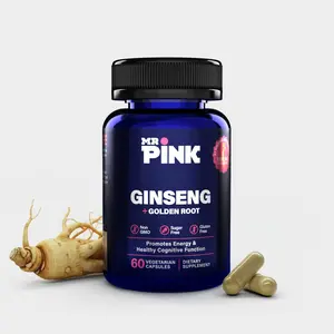 Ginseng + Golden Root Capsules for Energy | Focus Brain Health & Stress Relief | Non-GMO, Sugar Free |Boost Energy & Stamina |  Dietary Supplement by MR. PINK