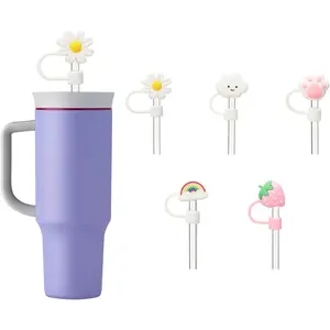 Straw Covers Cap Compatible With Owala Cup 40 oz, Dust-Proof Reusable Tumbler Straw Cover,Silicone Straw Topper Accessories(6PCS)