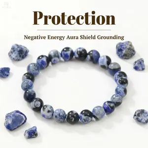 Blue Fire Agate Beaded Bracelet for Clarity & Focus - 8mm Healing Crystal Stretch Bangle for Protection & Memory, Gift for Her/Him, Student Gift, Perfect for Daily Wear, Spiritual Meditation & Yoga Gift summerwins