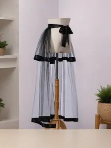 Simple Versatile Sheer Classical Half Skirt Evening Dress Thin Lace Double Ribbon Skirt Hem Party Ballroom Clothing