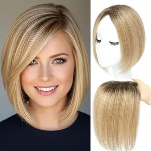 Hair Toppers for Women Real Human Hair Upgrade Swiss Base Hand-Tied Invisible 10 Inch Toppers Natural Hairpiece  for Women Daily 3×4 inch Swiss Base